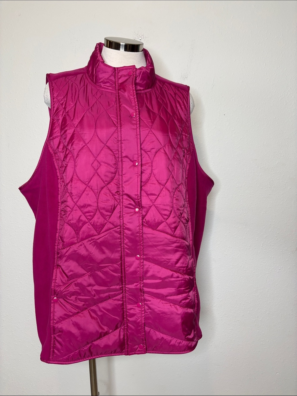 Quilted Fuchsia Sleeveless Jacket Vest